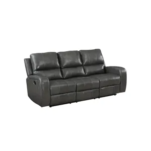 Linton Leather Sofa  W/ Pwr Fr-Gray