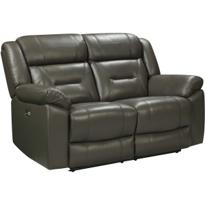 Sebastian Leather Loveseat W/ Dual Recliner Gray