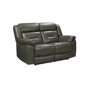 Sebastian Leather Loveseat W/ Dual Recliner-Gray