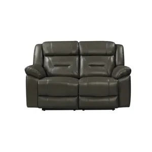 Sebastian Leather Loveseat W/ Pwr Fr-Gray