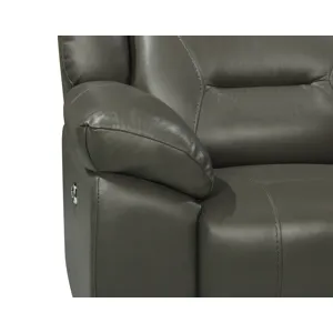 Sebastian Leather Loveseat W/ Pwr Fr-Gray