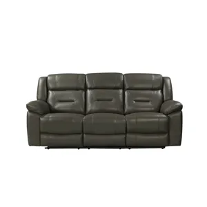 Sebastian Leather Sofa  W/ Pwr Fr-Gray