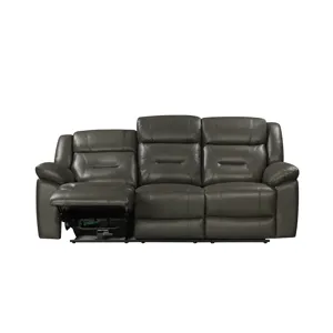 Sebastian Leather Sofa  W/ Pwr Fr-Gray