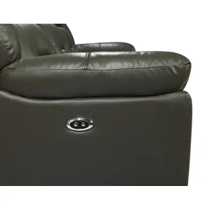 Sebastian Leather Sofa  W/ Pwr Fr-Gray