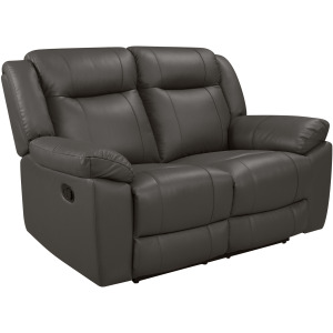 Taggart Leather Loveseat W/ Dual Recliners Gray