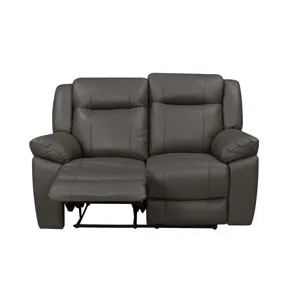 Taggart Leather Loveseat W/ Dual Recliners-Gray