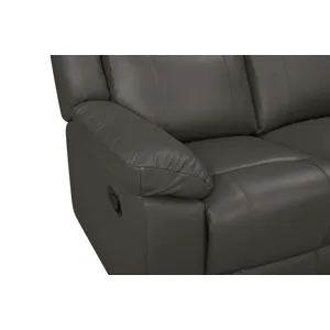 Taggart Leather Loveseat W/ Dual Recliners-Gray