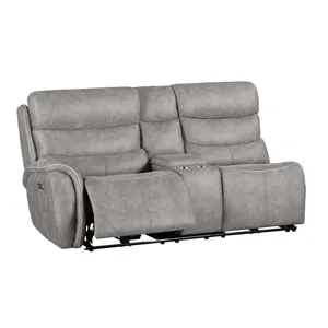 Kamari LAF Console Loveseat W/Dual Power Headrest & Footrest-Gray