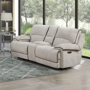 Camden Motion-Brown Camden Dual Reclining Console Loveseat W/Power Headrest & Footrest-Brown