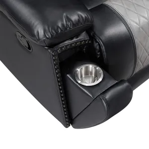 Nikko Console Loveseat W Dual Recliners-Black/Gray