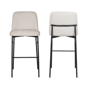 Erik Bar Chair W Black Metal Frame Beige(2 Per Carton)