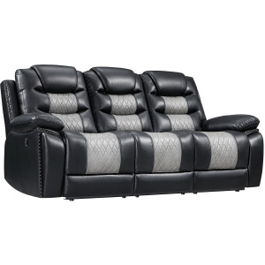Nikko Sofa W/Power Footrest-Black/Gray