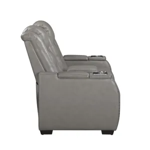 Breckenridge II Console Loveseat W Power Footrest & Headrest-Lt Gray