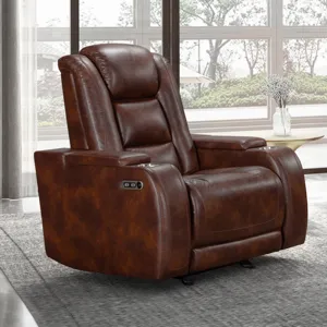 Chester Glider Recliner W/Power Headrest & Footrest-Brown