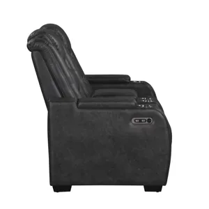 Chester Reclining Console Loveseat W/Power Headrest & Footrest-Gray
