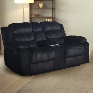 Willow Console Loveseat W Dual Recliners-Black