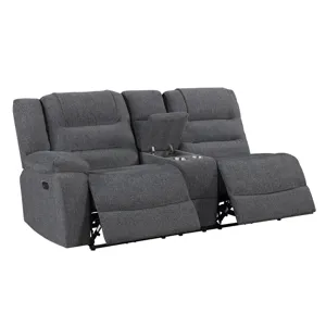 Redondo LAF Console Loveseat W 2 Recliners Power Footrest-Dk Gray