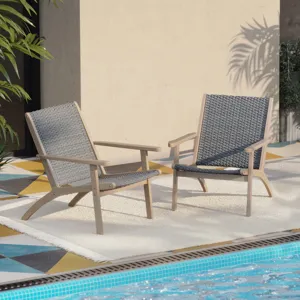 Radius Patio Wood And Gray Wicker Side Chair(2 Per Carton)