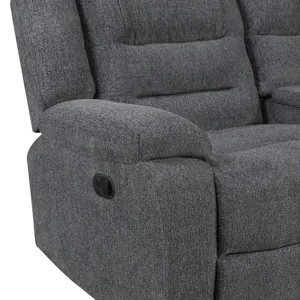 Redondo LAF Console Loveseat W 2 Recliners-Dk Gray