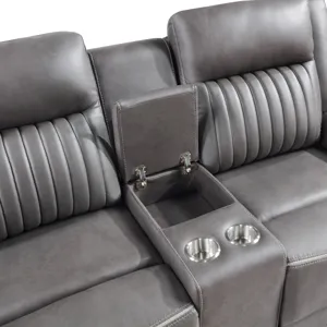 Enzo Console Loveseat W Dual Recliners-Gray