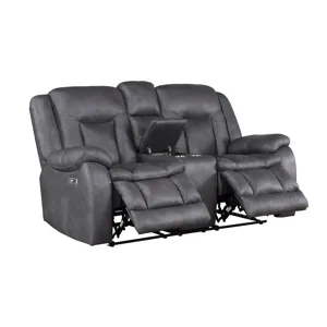 Morello Console Loveseat W/Power Footrest-Gray