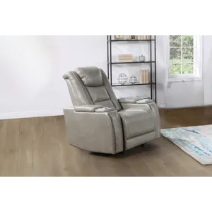 Breckenridge II Glider Recliner W Power Footrest & Headrest-Lt Gray