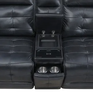Warner LAF Console Loveseat W 2 Recliners-Black