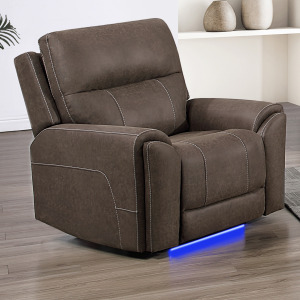 Gaia Sectional-Sable Gaia Auto Glider Recliner W/Power Headrest & Footrest-Sable