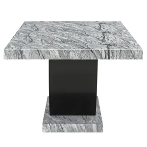 Lyra Dining Table Top And Base Bottom-Faux Gray Marble