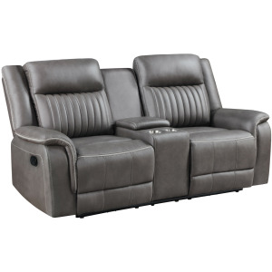 Enzo Motion Gray Enzo Console Loveseat W Dual Recliners-Gray