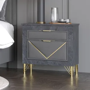 Symmetry 2 Drawer Nightstand-Charcoal