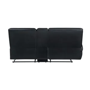 Warner LAF Console Loveseat W 2 Recliners-Black