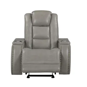Breckenridge II Glider Recliner W Power Footrest & Headrest-Lt Gray
