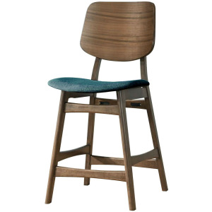 Oscar Counter Chair With Forest Green Cushion-Walnut