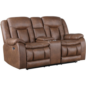 Morello Console Loveseat W/Power Footrest-Brown