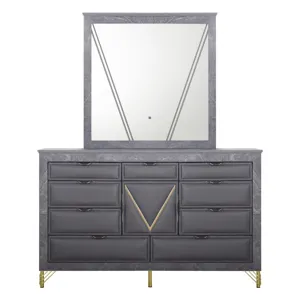 Symmetry Lighted Mirror-Charcoal