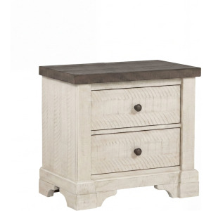 Augusta Two Drawer Nighstand W/USB Port-Rustic White