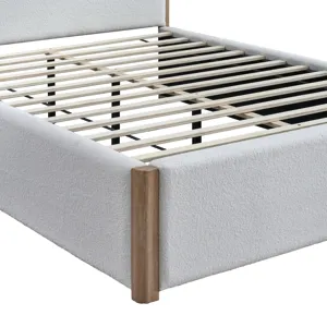 Anika Upholstered Footboard & Roll Out Slat Kit-White - California King
