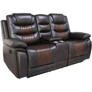 Nikko Motion-Brown Nikko Console Loveseat W/Power Footrest-Brown