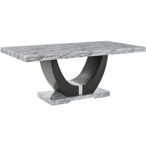 Lyra Dining Table Top And Base Bottom-Faux Gray Marble