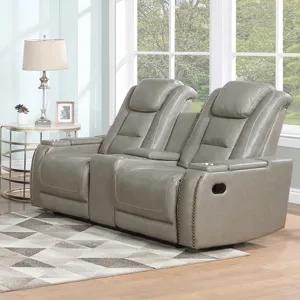Breckenridge II Console Loveseat W Dual Recliners-Lt Gray
