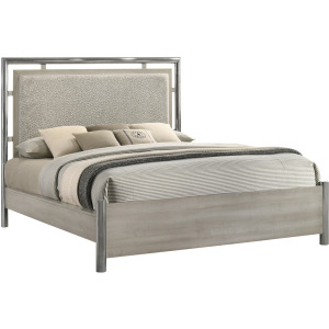 Lennox Headboard, Footboard & Slat Kit-Gray - Queen