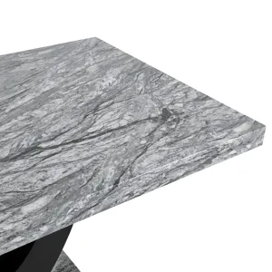 Lyra Dining Table Top And Base Bottom-Faux Gray Marble
