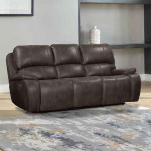 Brookings Sofa W/Power Headrest & Footrest-Charcoal Gray
