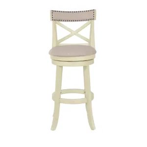 York 29" Bar Stool-Ant White W/Fabric Seat