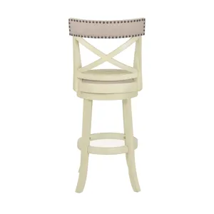 York 29" Bar Stool-Ant White W/Fabric Seat