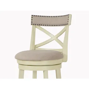 York 29" Bar Stool-Ant White W/Fabric Seat