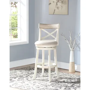 York 29" Bar Stool-Ant White W/Fabric Seat