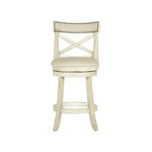 York 24" Counter Stool-Ant White W/Fabric Seat
