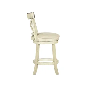 York 24" Counter Stool-Ant White W/Fabric Seat
